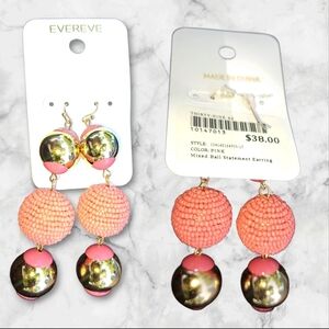 Evereve Pink and Gold Drop Earrings